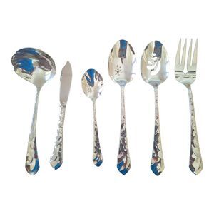 Oneida Pacific Tide Stainless glossy Silverware Flatware Serving Pieces Lot of 6